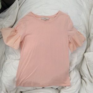 Blush Loft Blouse with Ruffle Sleeves